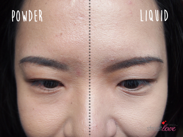 Colours Cosmetics Malaysia Flat Top Foundation Brush Liquid vs Powder Forehead Comparison