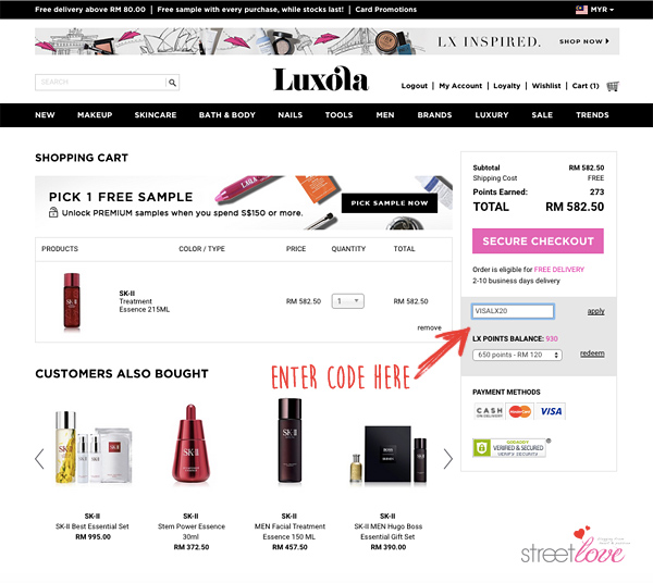 Luxola Beauty Products Shopping Cart