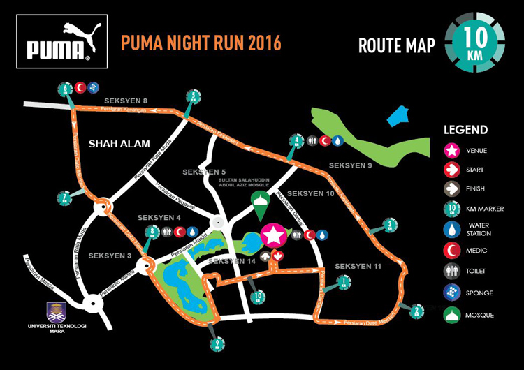 PUMA Night Run Malaysia 2016 10km Route